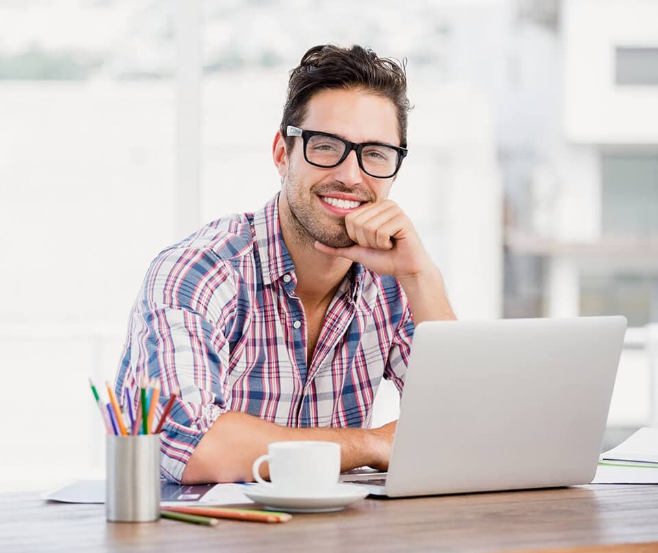 Professional using CV Bridge on a laptop