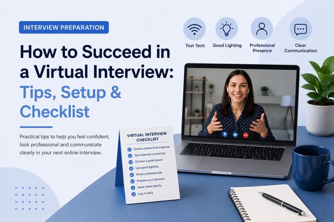 How to Succeed in a Virtual Interview: Setup, Tips and Complete Checklist