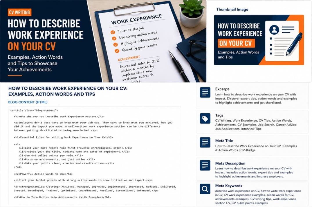 How to Describe Work Experience on Your CV: Examples, Action Words and Tips