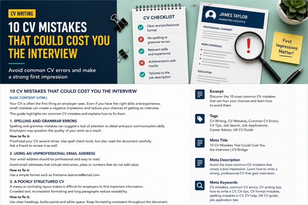 10 CV Mistakes That Could Cost You the Interview—and How to Fix Them